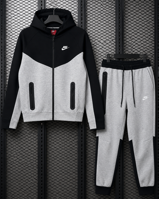 Nike tracksuit display with industrial backdrop